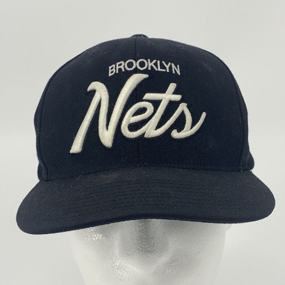 Mitchell & Ness Brooklyn Nets NBA Black 100% Wool Snapback Hat Cap Basketball‎ - Picture 1 of 11